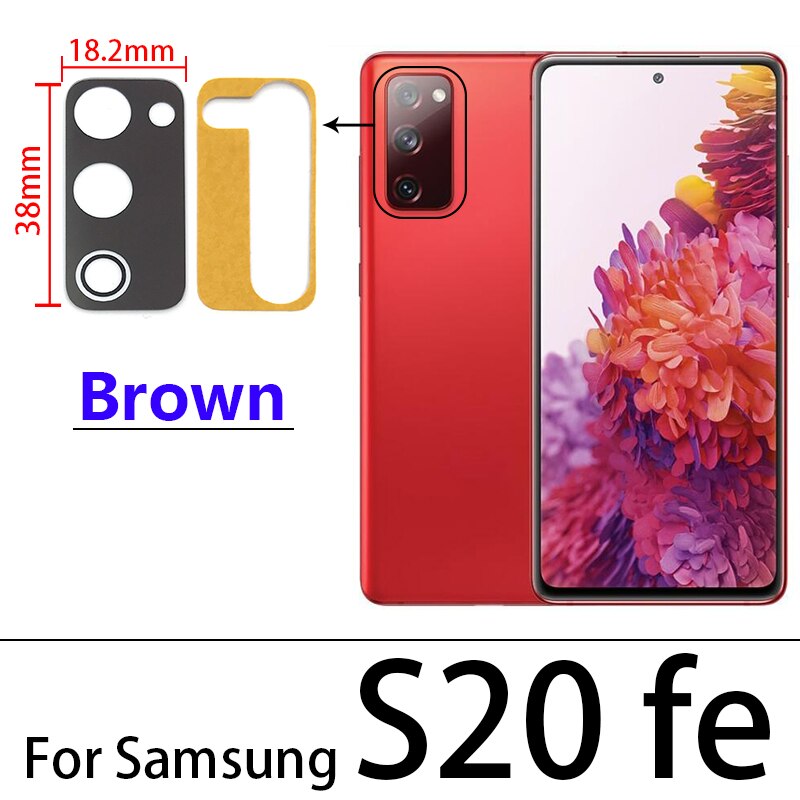 10 sztuk powrót szkło obiektywu aparatu z Ahesive dla Samsung A51 A21S A30S A50S A70S A31 A41 A71 M21 M31 S20 Plus Ultra fe uwaga 10Lite: S20 fe Brown