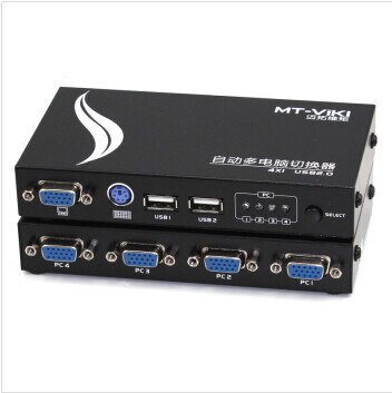 4 Port USB PS/2 AUTO KVM SWITCH, Button or Hotkey switcher PC, with cables