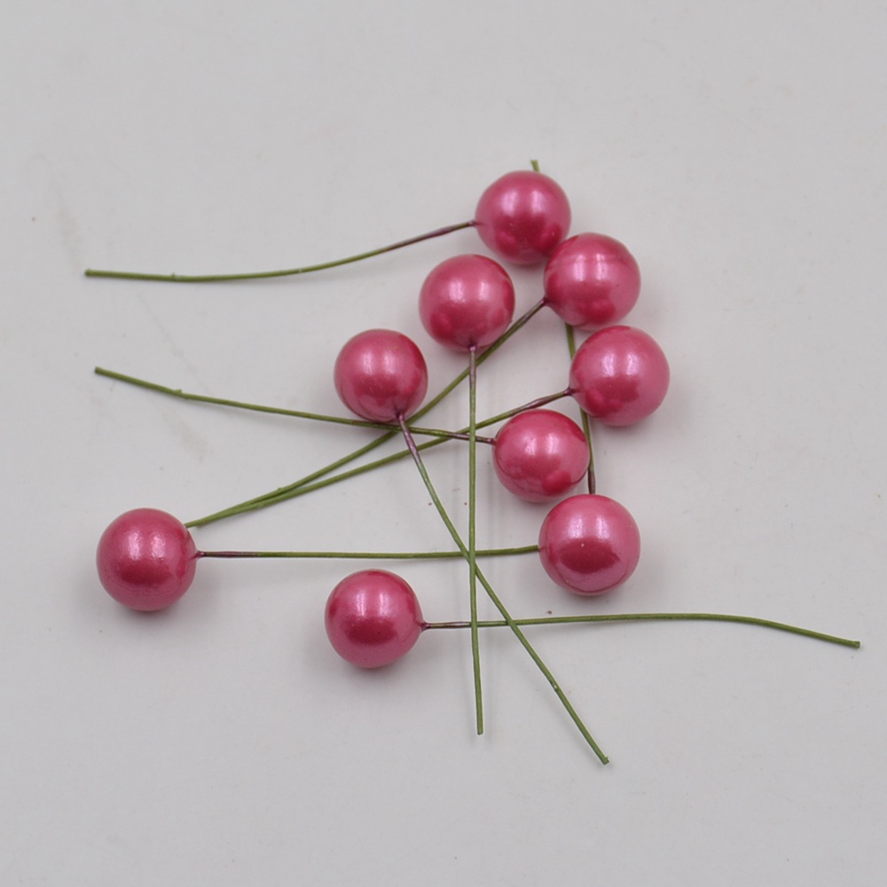 Perles en plastique, 40 pièces, fleurs de baca, étamine artificielle, pour décoration de mariage, bricolage, Scrapbooking, couronne décorative, fleurs de pistel: rose Red