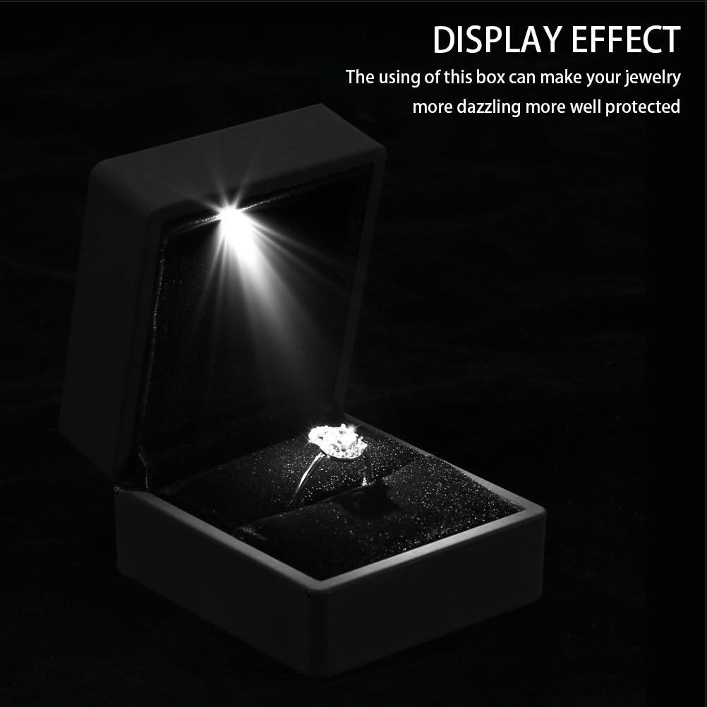 Led ring halskjede boks forlovelsesring oppbevaringsboks smykker vitrine emballasje utstillingsboks bokser med lys tilfeller