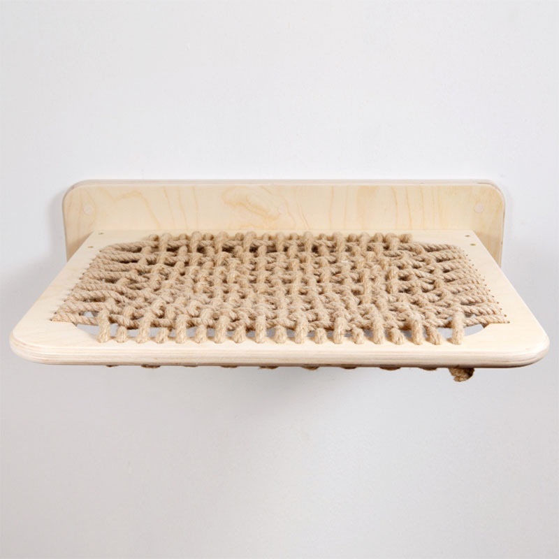 Kat Hangmat Hout En Sisal Touw Muur Gemonteerd Voor Grote Katten Of Kitty, Springplanken, Zitstokken Meubels Slapen