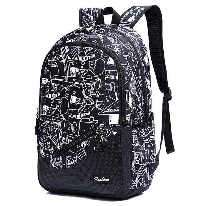 Print Schooltassen Waterdichte Grote Rugzak Voor Tiener Bagpack Hoge School Rugzakken Voor Jongens Meisjes Student Mochila Reistas: graffiti black