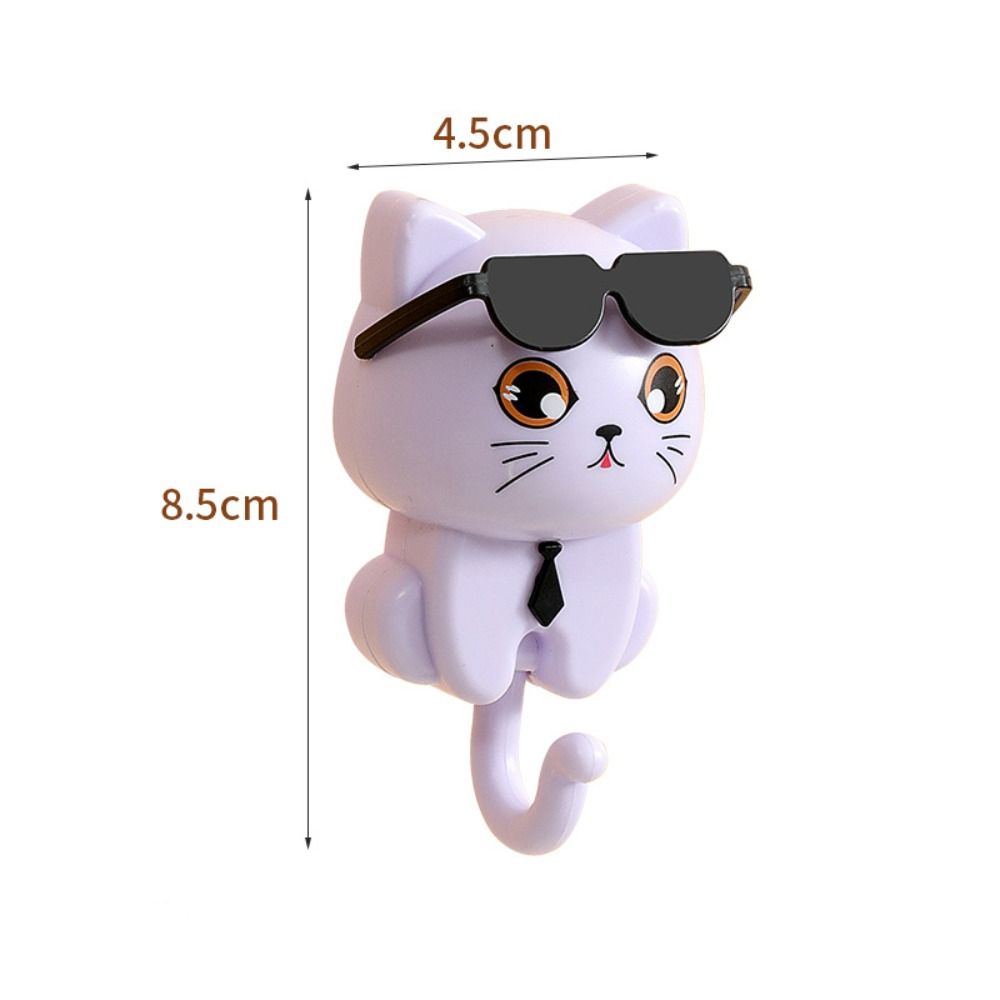 Ganchos decorativos de gato de dibujos animados creativos, autoadhesivos, soporte de llaves sin costuras, gancho de alta resistencia, accesorios de baño, organizador de artículos diversos: Verde claro