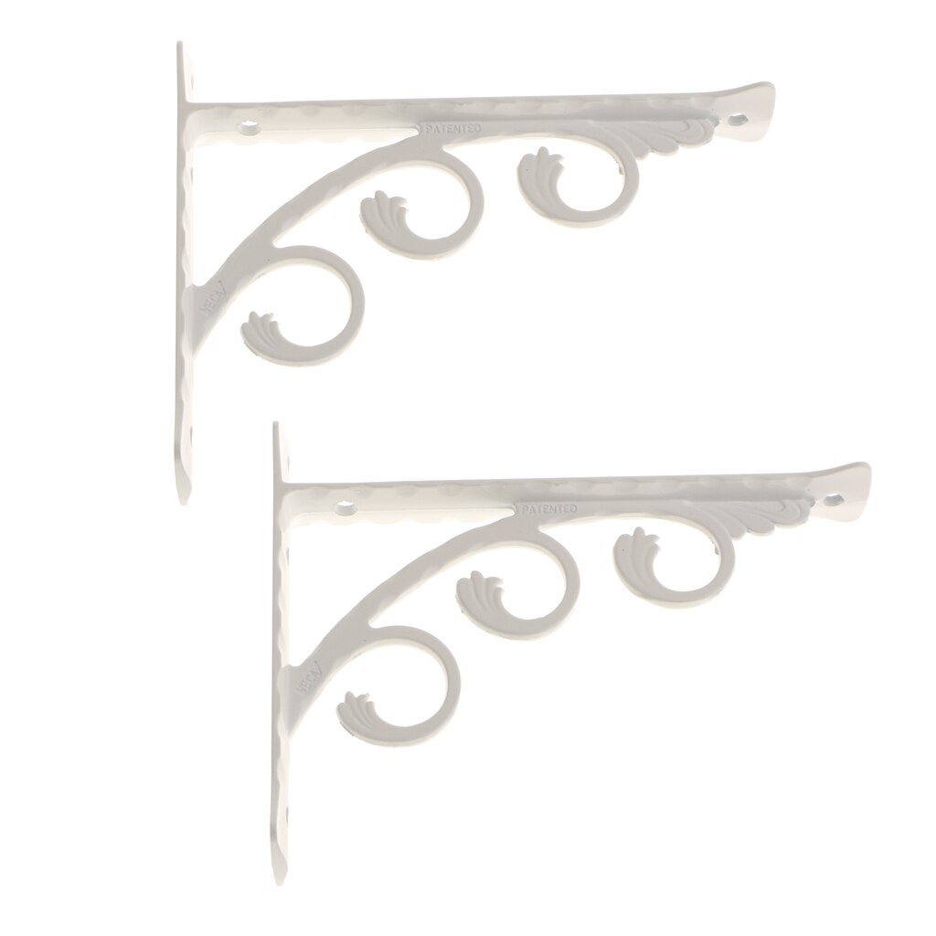 2Pcs L Shaped Wall Mounted Shelf Bracket Metal Hanging Holder White for decorative home/office shelves or mounting cisterns