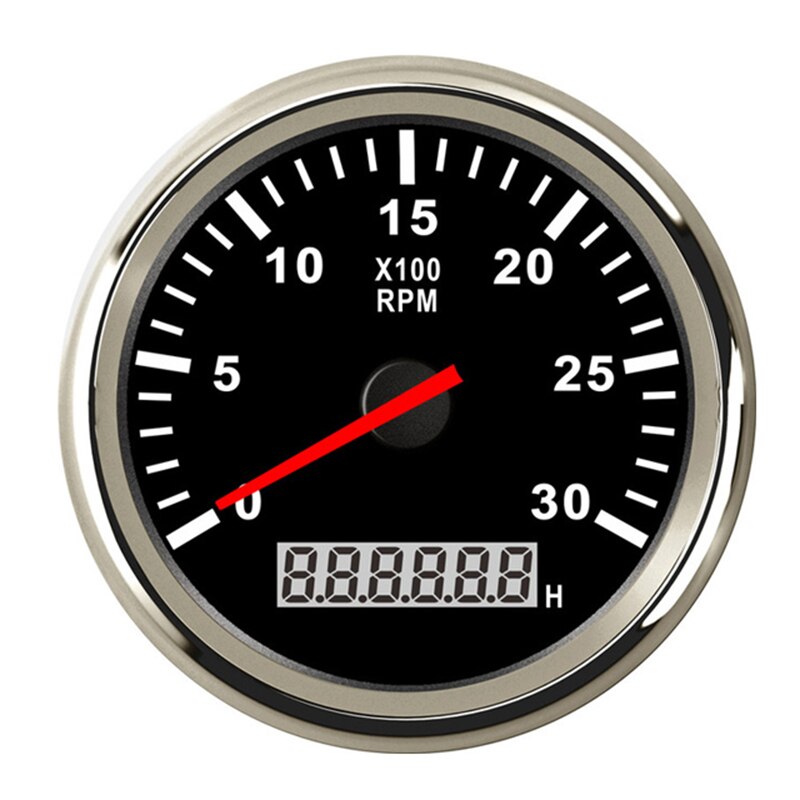 85Mm Auto Tacho Sensor Marine Tacho Meter Met Lcd Urenteller 3000 Rpm Boot Toerenteller Voor Motorfiets Truck 12V/24V Rode Backlight: BS