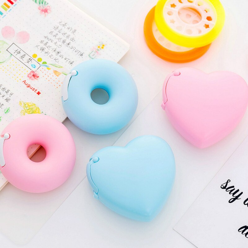 Candy Color Masking Tape Cutter Cute Kawaii Love Heart Donut Shape Washi Tape Cutter Office Tape Dispenser Office School Supply