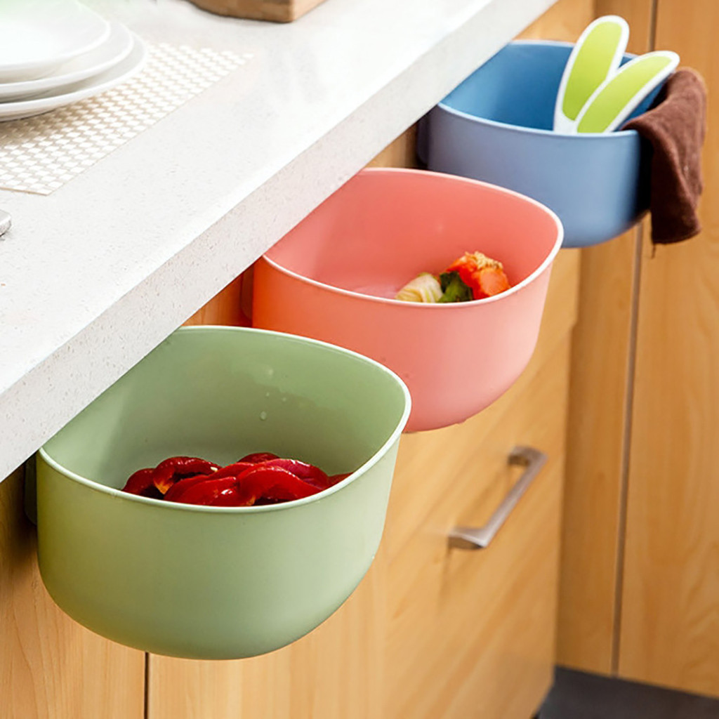 1Pc Küche Schrank Tür Kunststoff Korb Hängen Abfalleimer Behälter Müll Schüssel Kasten Schreibtisch Lagerung Mülleimer Lagerung Halfter