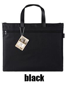 Deli 1pcs Waterproof File Folder Capacity Double Layers Document Holder Zipper File Bag with Handle Waterproof Canvas Handbag: A8159-2 black
