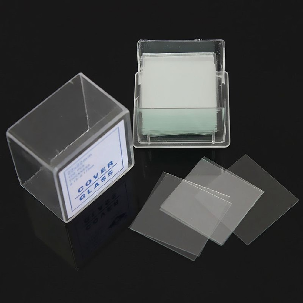 100 pcs Lâminas Transparentes Lamelas Coverslides 18x18 20x20 22x22 24x24mm Para microscópio
