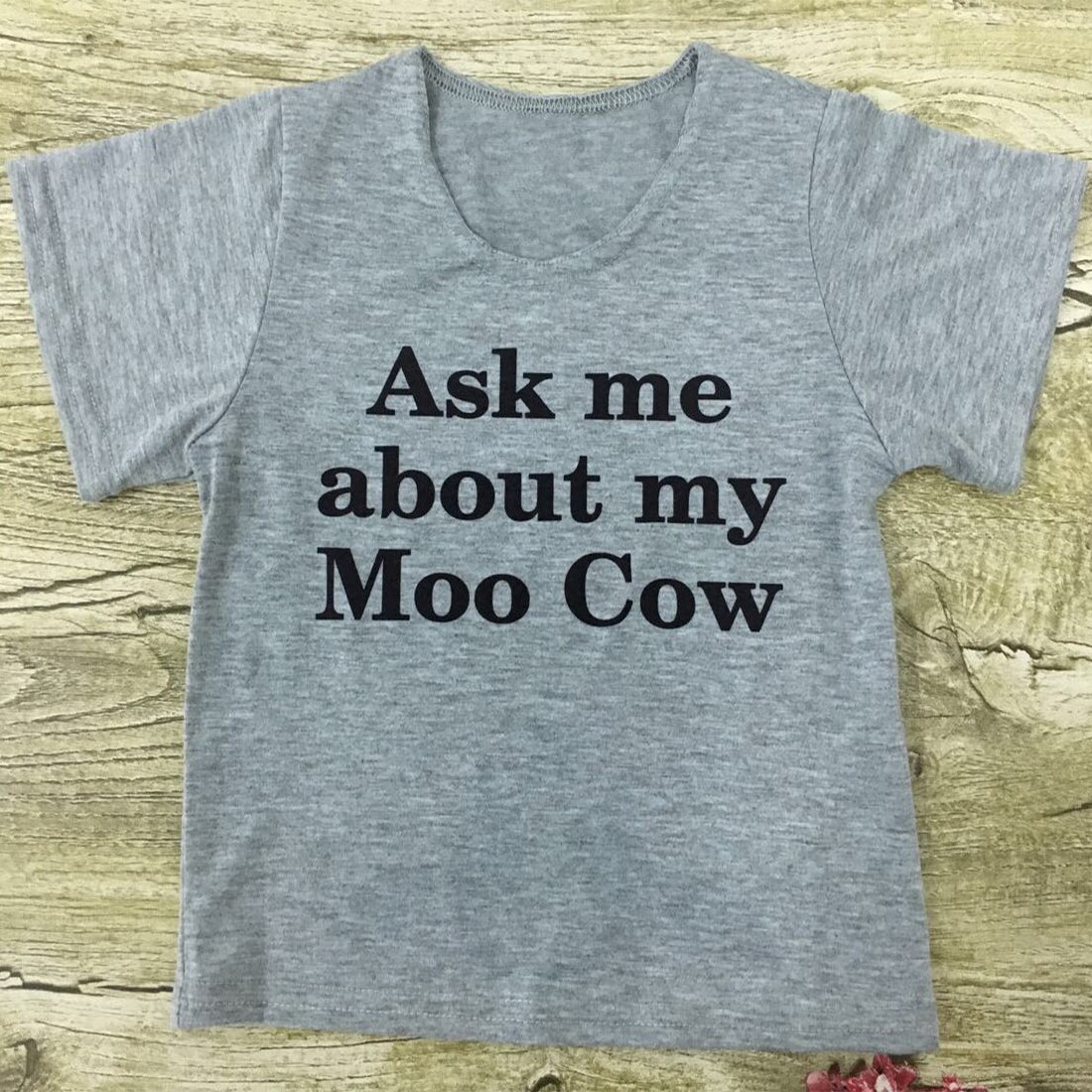 Ask Me About My Moo Cow T Shirt Funny Animal Flip Shirt Baby Kids Boys Cool Tee
