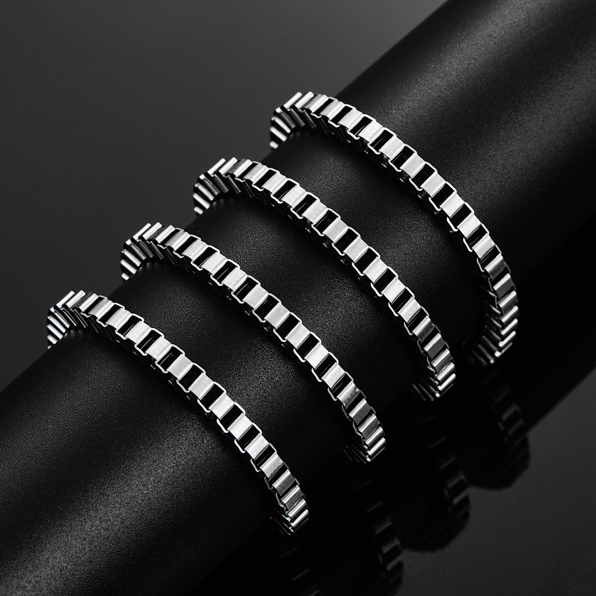 Hip Hop 2mm/3mm/4mm di spessore scatola catena a maglie in acciaio inossidabile classico stile punk collana per uomo donna gioielli da 14 a 40 pollici
