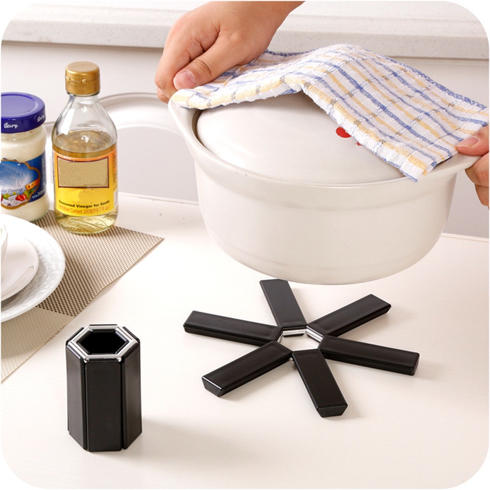 pot mat black foldable non-slip heat-resistant mat family table essential pan pot kitchen салфетки на стол T3
