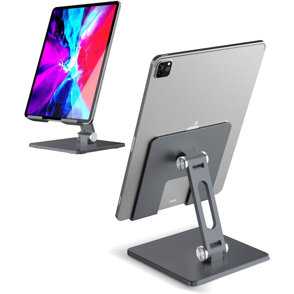 Suporte dobrável para tablet, suporte de alumínio para ipad pro 10.5 10.2 mini air 2 xiaomi huawei iphone 11 samsung galaxy tab 2020: Upgraded Gray