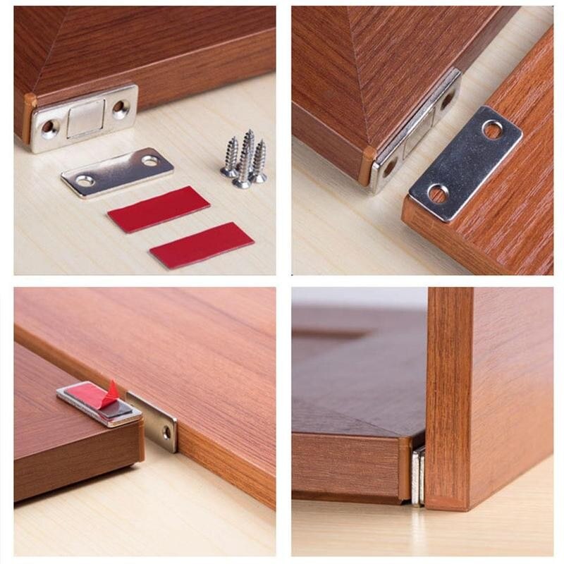 1set Punch-free Ultra-thin Invisible Door Stopper Furniture Cabinet Cupboard With Screws Ultra Thin Strong Door Closer