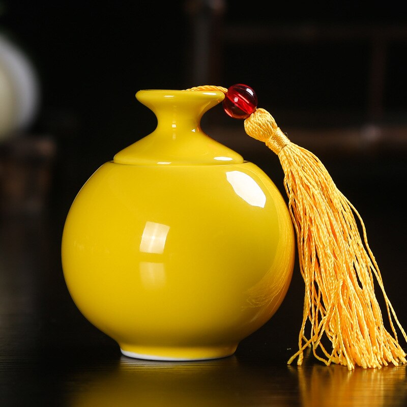 Wielofunkcyjne uszczelnione słoiki ceramiczne różne puszki na herbatę słoiki ceramiczne zamknięte puszki pojemniki w proszku puszki słoiki wielokolorowe słoiki: żółty
