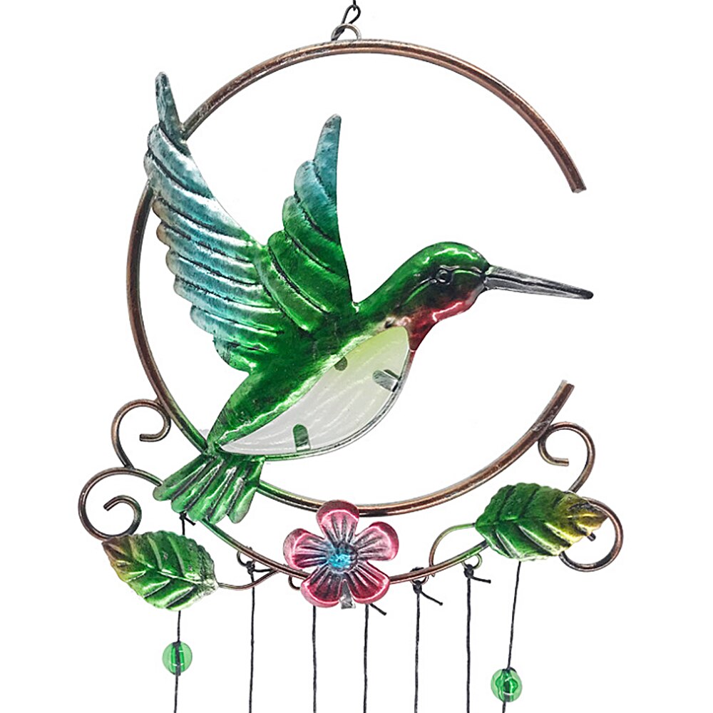 Glas kolibri isfugl vindklokke solfanger udendørs metal hængende klokke gård havedekoration håndlavet håndværk vindklokke