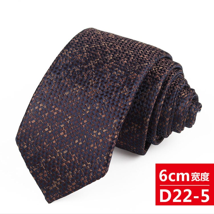 Corbata estrecha de 6cm para hombre, corbatas de seda de poliéster hechas a mano, estilo británico informal, 1200 agujas,: D22-5