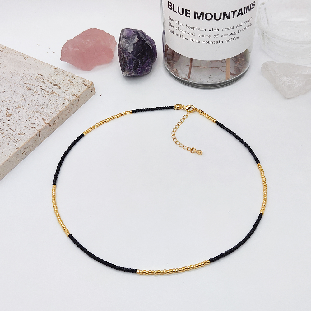 KKBEAD-Collar de cuentas de semillas Miyuki para mujer, Gargantilla fina y delicada, Simple,: Rojo óxido