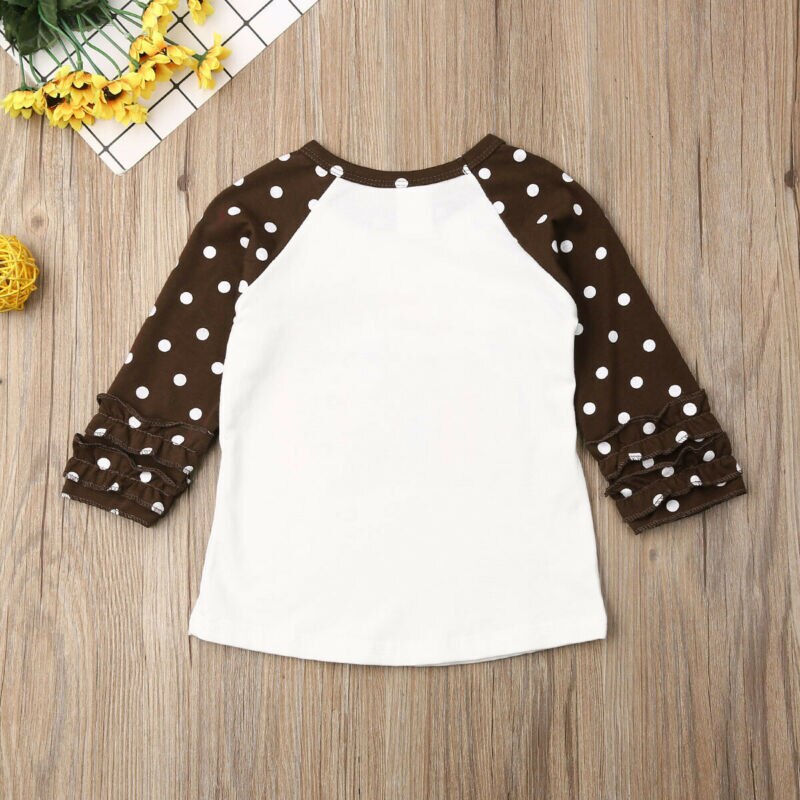 Happy Thanksgiving Fall/winter Baby Meisjes Boutique Top t-shirts Kleding Wijn Stip Icing Mouw Katoen Serape