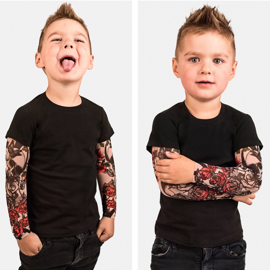 Drenge skjorter lille barn baby drenge skjorte med mesh tatovering trykt ærme blomster tee toppe børn bluse tøj haine copii