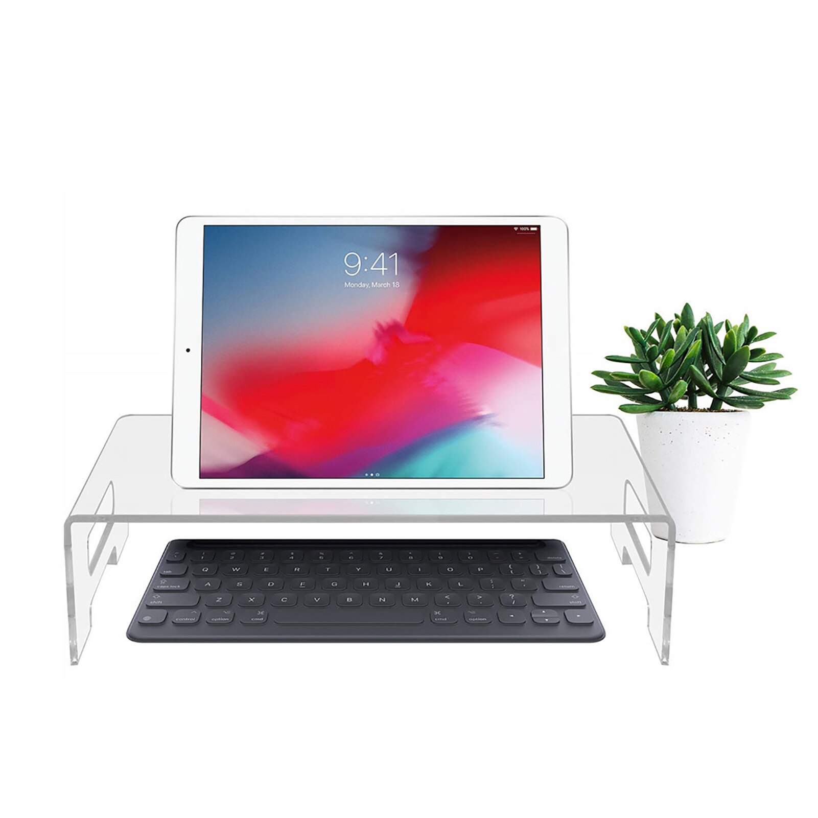 Multi-Function Base Holder Desktop Acrylic Monitor Stand Computer Screen Riser Clear Laptop Stand