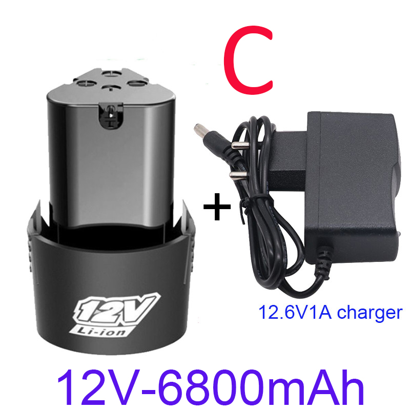 High Capacity 12V 6800mAh Universal Rechargeable Battery For Power Tools Electric Screwdriver Electric drill Li-ion Battery: Red