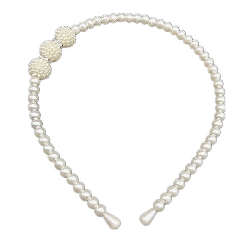 Style Baby Children Girls Hair Hoop Cute Faux Pearls Hair Hoop Headwear Photography Prop Party: Silver