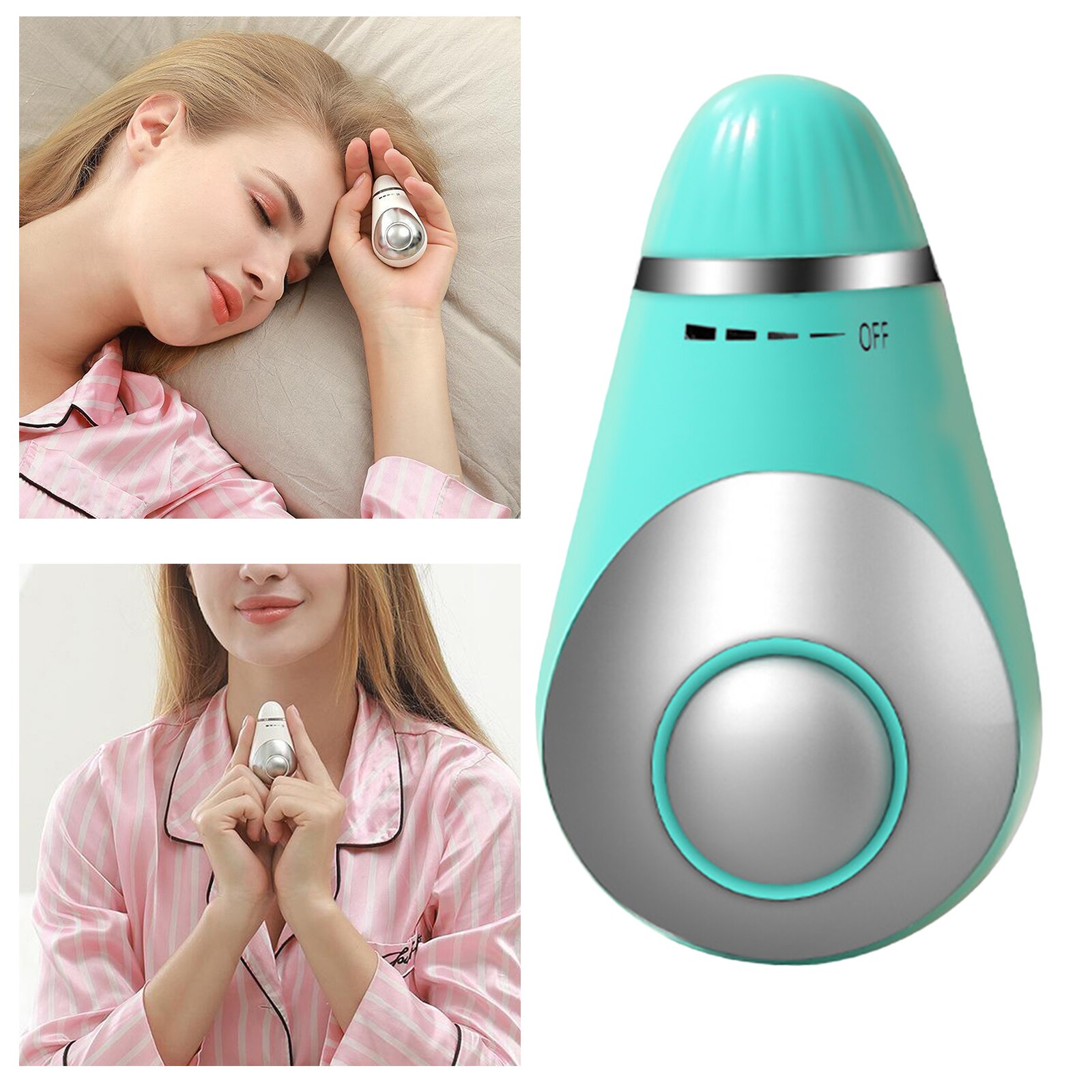 Bærbart håndholdt søvnhjælpemiddel, mikrostrøm intelligent søvnenhed hurtigt værktøj til søvnhjælp: Blå
