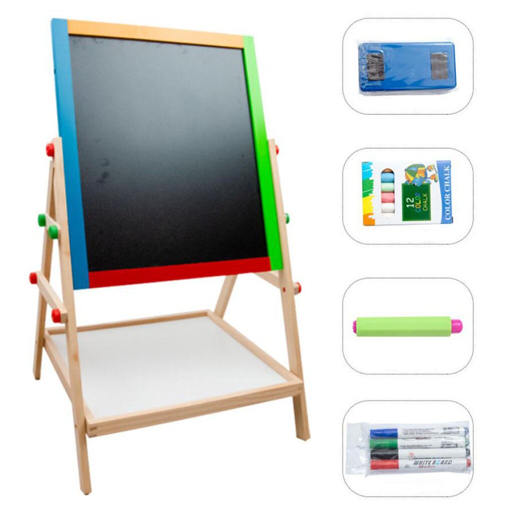 Kinderen Multifuncation Houten Dubbelzijdig Magnetische Schoolbord Hefbare Tekentafel Kleur Educatief Speelgoed Tekening # G4: A