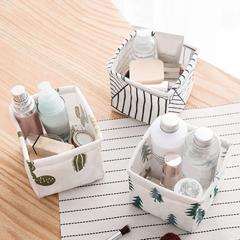 Papeterie Mini conteneur lin boîte carrée décor à la maison panière de rangement pour bureau articles divers jouet boîte de rangement cosmétique livre organisateur