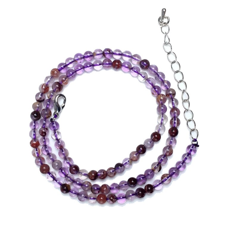 Natuurlijke 4Mm Crystal Quartz Toermalijn Lapis Lazuli Kralen Ketting Granaat Meerdere Kleuren Cadeaus Voor Meisjes Mode Armband Choker: Purple Ghost Stone