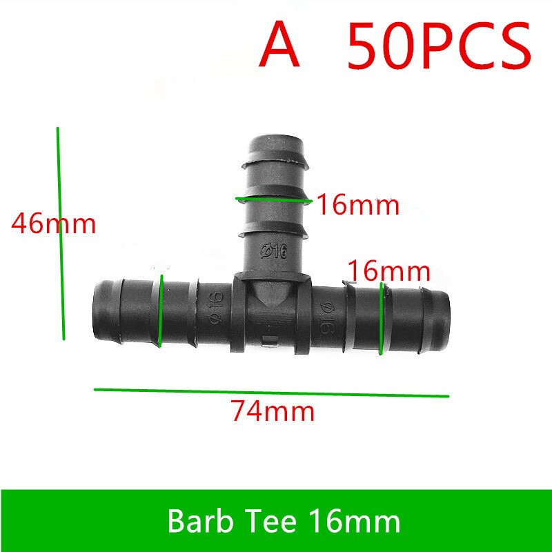 16mm 20mm 25mm Tee Insert Barb Connector Poly Hose Barbed Connector Greenhouse Watering Micro Sprinkler Drip Fittings