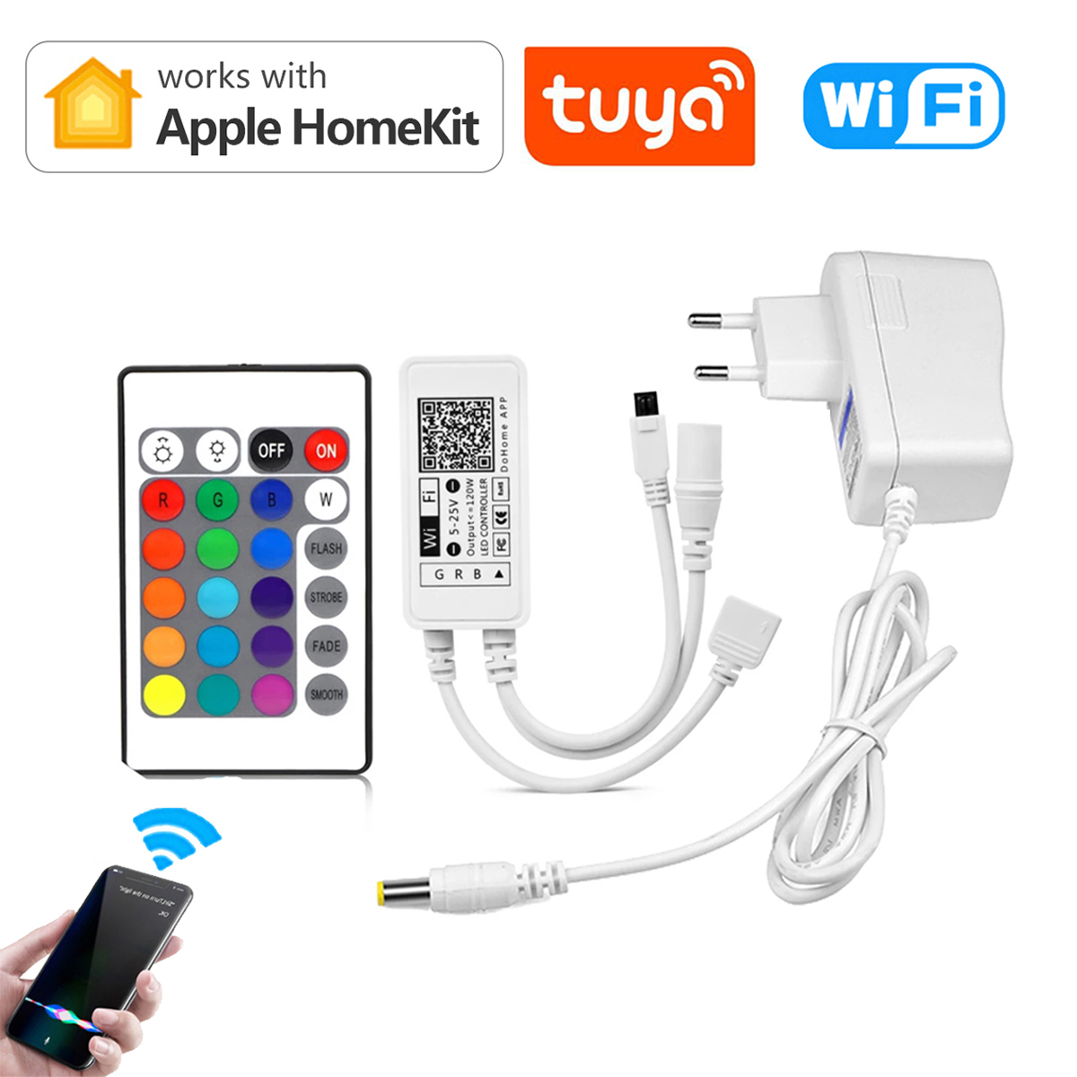 Smart Home Dohome Homekit Afstandsbediening Rgb Led Light Strip Controller, tuya Smart Leven 4pin Neon Tape Rgb Draadloze Wifi Schakelaar