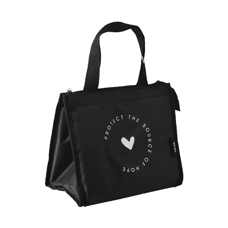 Isolierte Lunchtasche Ich bin kontrahierten Stil, langlebige Bento-Beutel, wärmeisolierte Lunchbox, Tragetasche, Kühltasche, Lunchbehälter: Schwarz