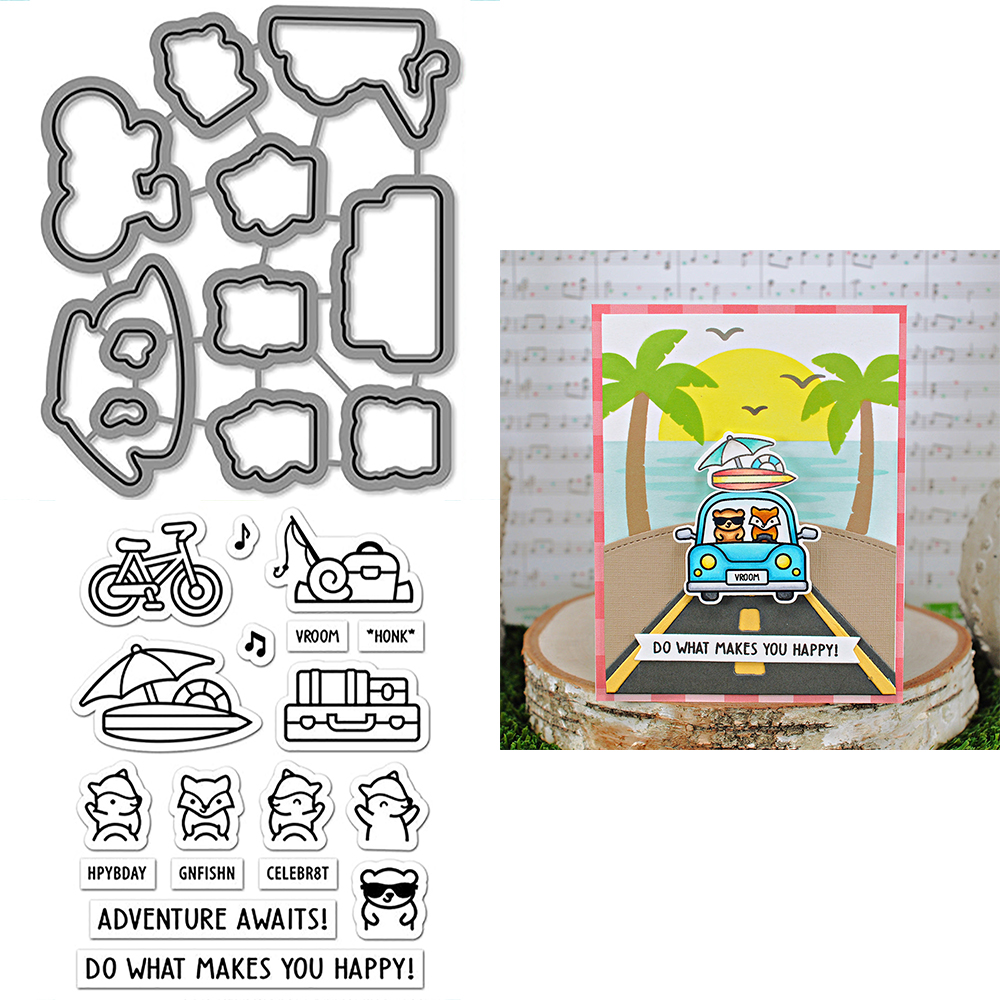 Critter Border Diglogue Cutting Dies Clear Stamps Happy Birthday Sentiments for DIY Scrapbooking Paper Cards Craft: S / Clear