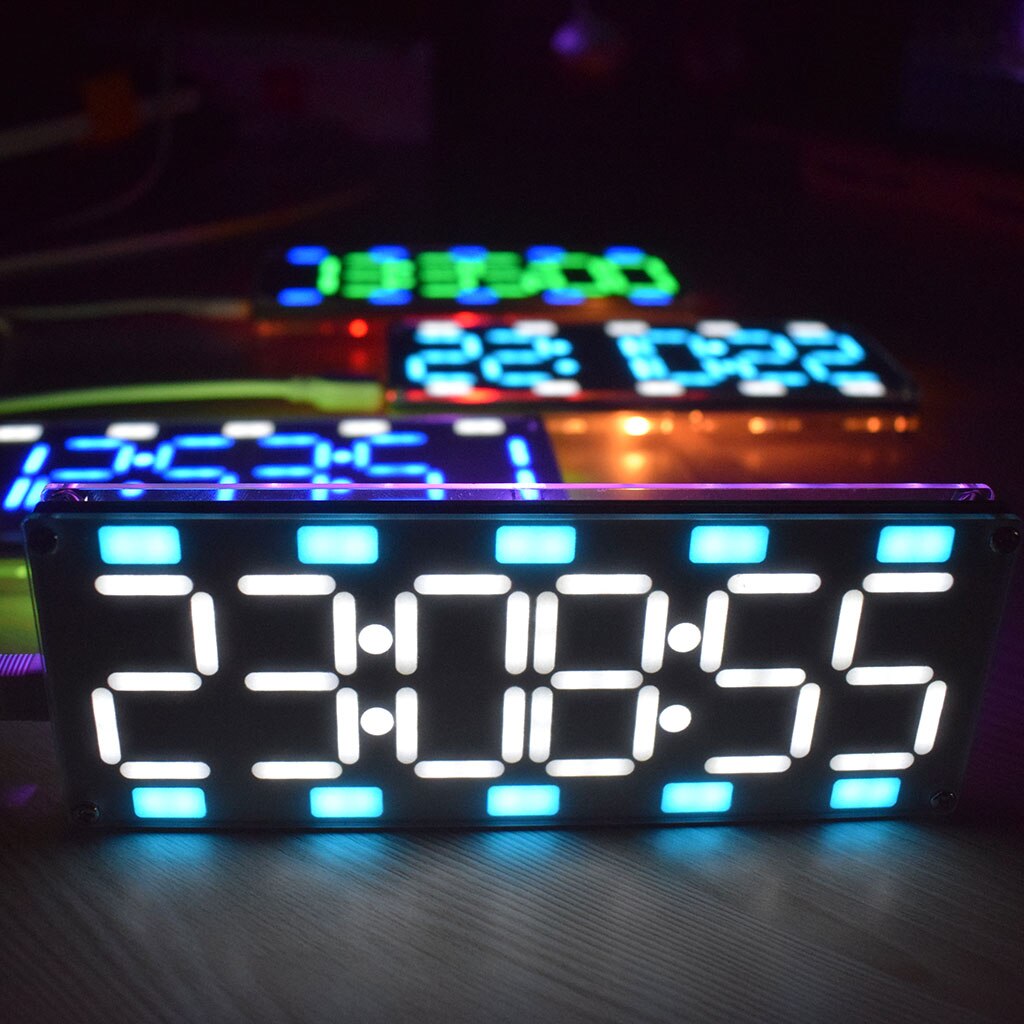 DIY Large Screen 6 Digit Two-Color LED Clock Kit Touch Control w Temp/Date/Week