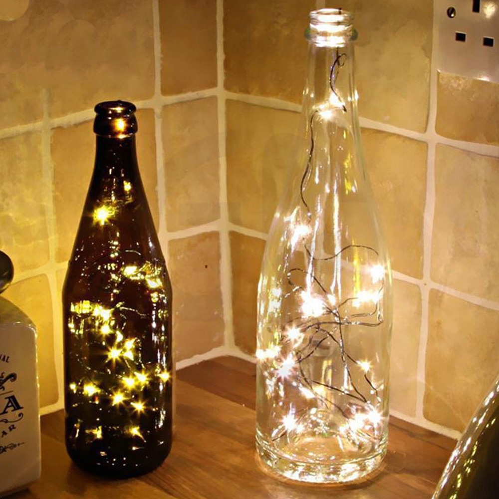 1m- strenget fe lys 10 led batteridrevet julelys fest bryllupslampe tilbehør flaske snor lampe #15