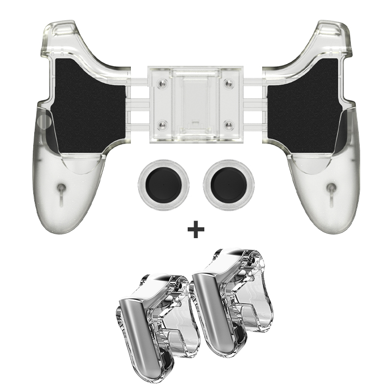 Data Frog Gamepad Joystick For PUBG Button Triggers Equipment Game Controller For iPhone Android Mobile Phone Joystick Gamepad: Transparent 2