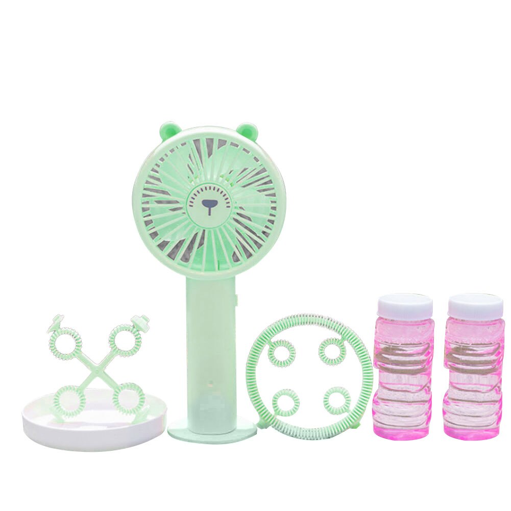 2-in-1 Mini Elektrische Karikatur Ebene Handheld blasiert Gebläse Maschine Kühl draussen Tragbare Mini Karikatur blasiert Maschine Fan: Grün Bär