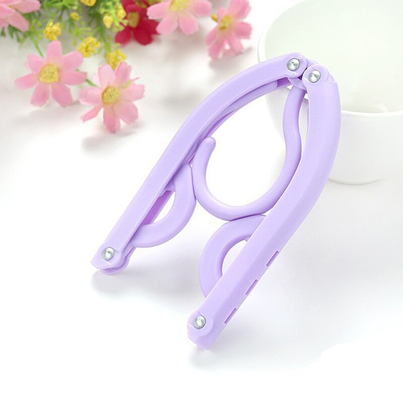 Multifunctional Portable Travel Folding Clothes Hanger Out Door Drying Rack Kids Home Storage Clothing Organizer: Purple