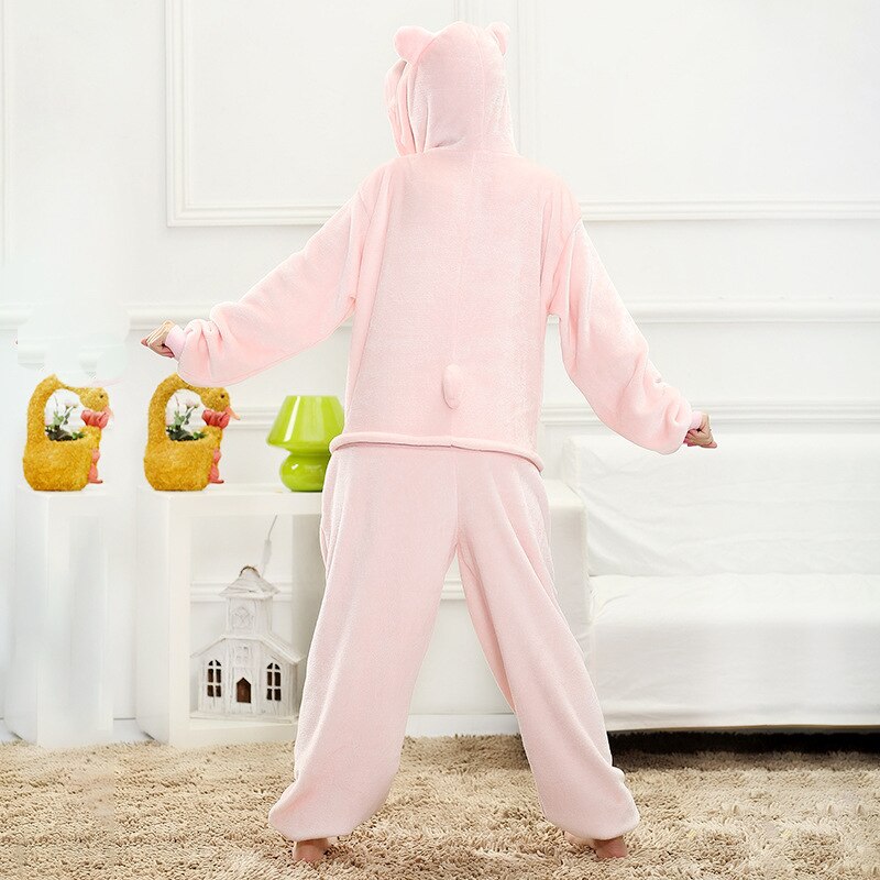 Kigurumis For Adult Pink Pig Animal Onesie Women Girl Home Sleepwear Festival Party Jumpsuit Funny Outfit Winter Warm Overalls