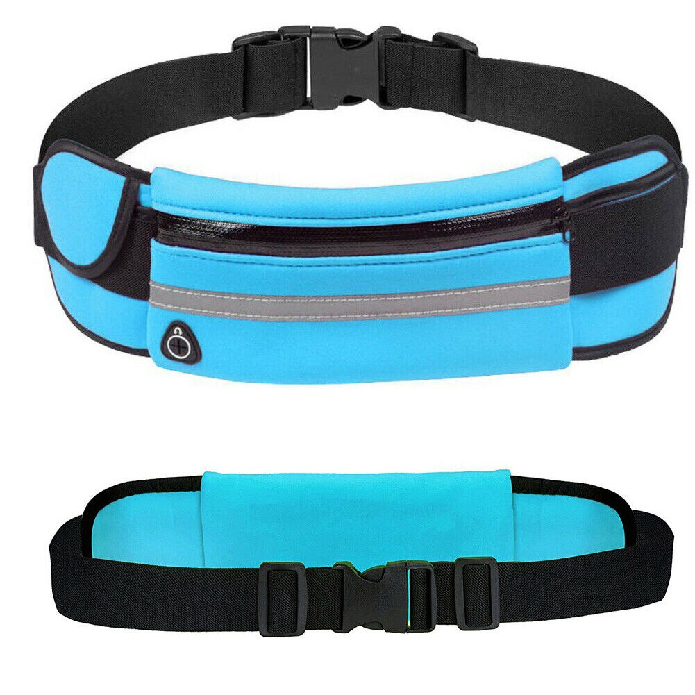 Women Men Unisex Sports Waist Pack Casual Running Belt Gym Waist Pouch Runners Bum Bag Jogging Phone Holder: Blue