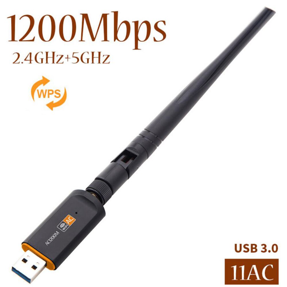 1200Mbps USB3.0 bezprzewodowy adapter Wifi 2.4/5Ghz dwuzakresowy karta sieciowa WPS 5dBi antena wysoka prędkość dla prochowiec OS okna Linux