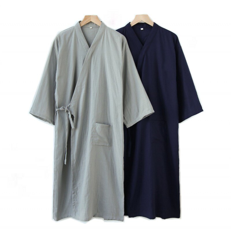 Camicia da notte da uomo in cotone da notte estiva sottile in cotone autunno camicia da notte coppia abbigliamento tradizionale giapponese kimono maschile Yukata camicia da notte lunga