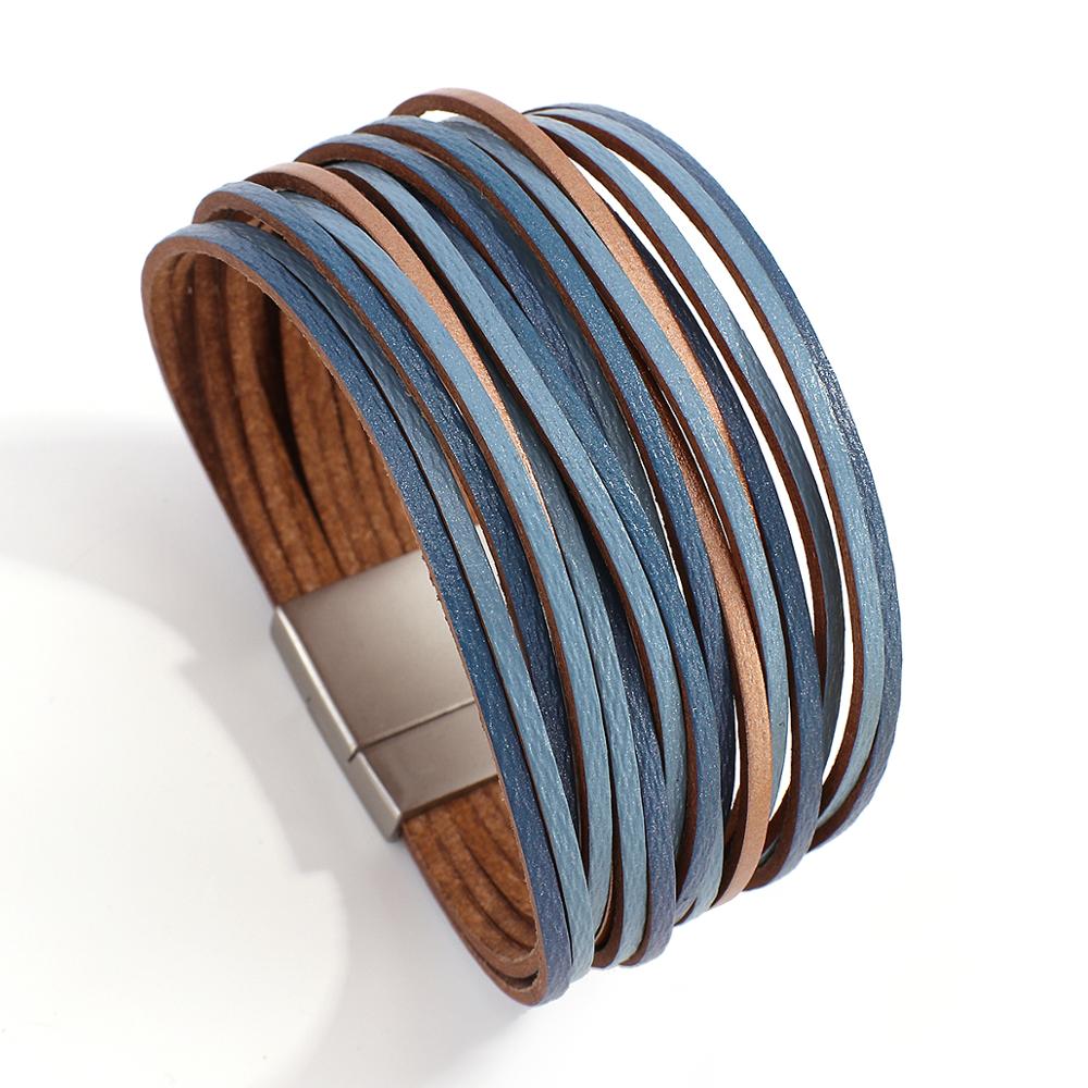 Multilayer Leather Bracelets For Women Unique Gradient Multicolor Charm Bracelet Bangle Party Jewelry