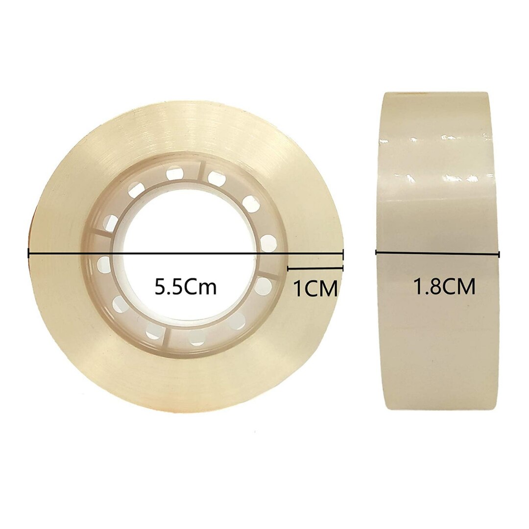 KROWN - Cinta Adhesiva ` Celo ´ Transparente 12 / 24 / 48 Uds. Para escuela, Cinta de Celofan, Suministros de Oficina, Cintas Papelería, Fixo, Pack Ahorro / 18mm x 35m
