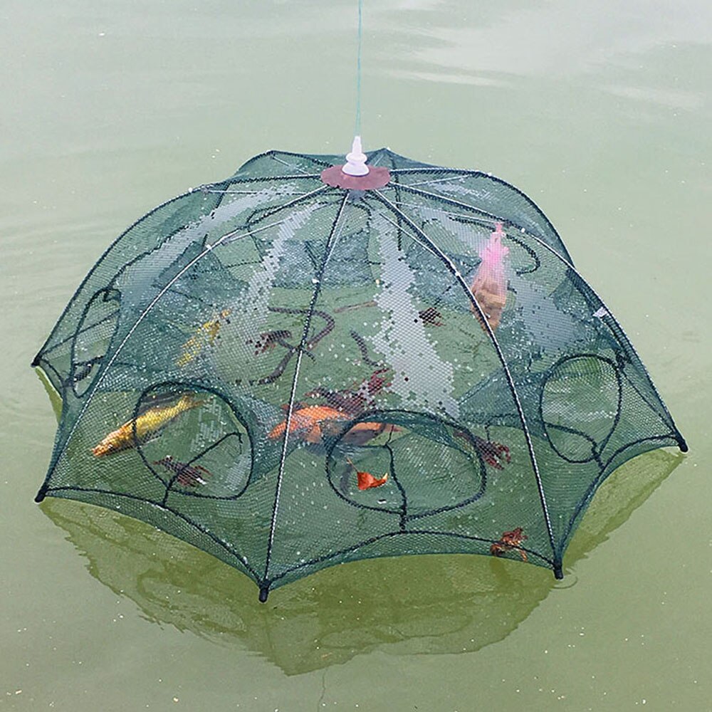 4-16 Holes Automatic Fishing Net Shrimp Cage Nylon Foldable Crab Fish Trap Cast Crayfish Shrimp Catcher Trap Cages раколовк