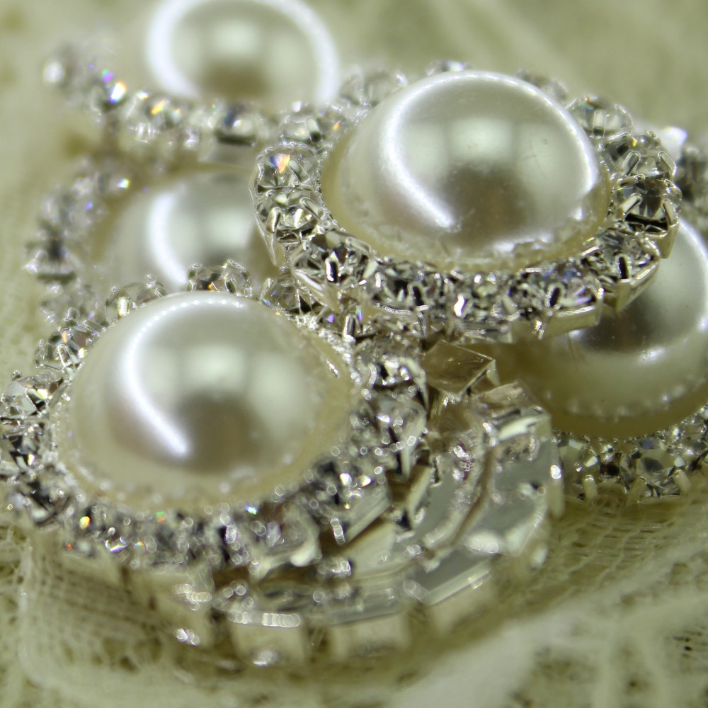 5X18 MM couture artisanat 18mm fleur ronde Cluster cristal strass perle bouton Lot mariage perle fournitures de travaux manuels