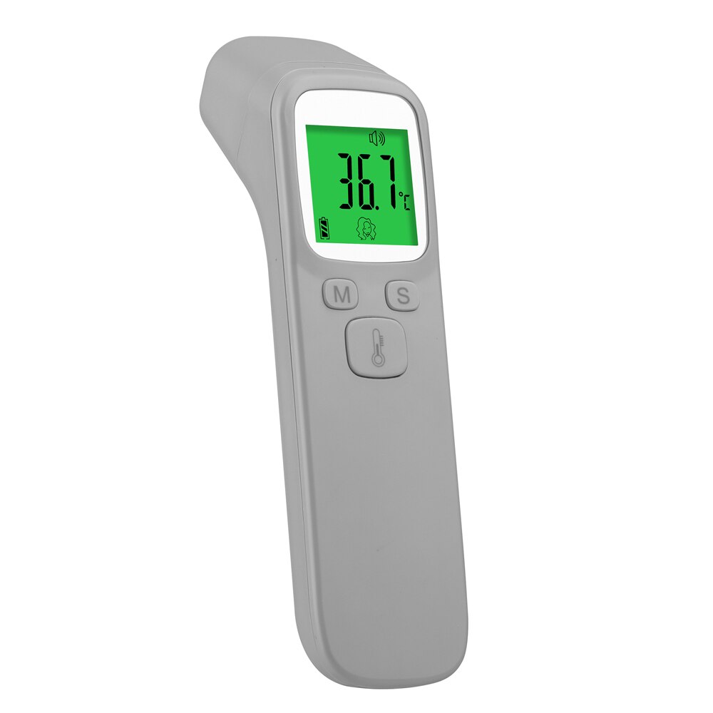 Contactloze infrarood thermometer met 3 kleuren lcd-achtergrondverlichting voor menselijke baby's en volwassenen, infrarood digitale thermometer: Grijs