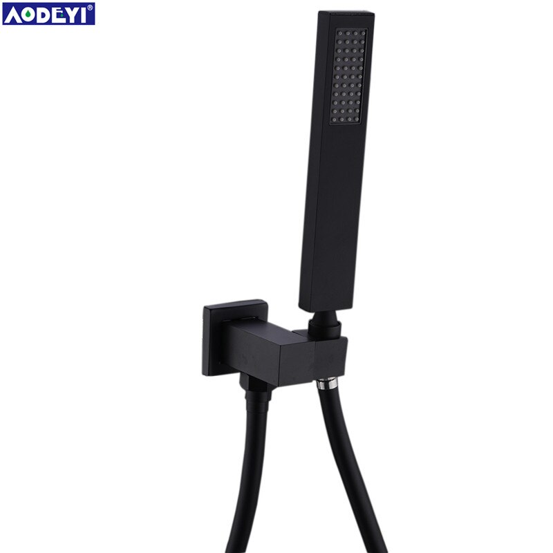 AODEYI Solid Brass Hand Held Shower Head Square Round Copper Handheld Sprayer Wall Connector 1.5M PVC Bathroom Tool: 03-01B